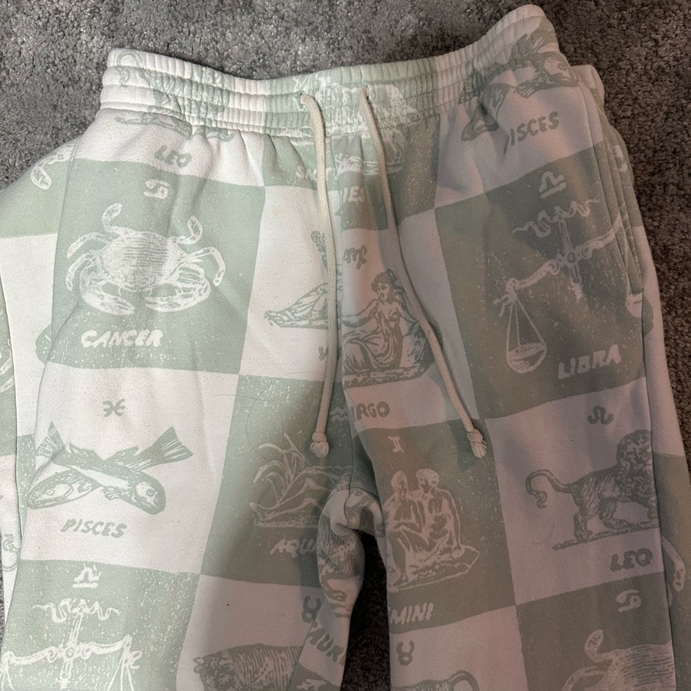 Urban Outfitters Zodiac Print Joggers - Green and White
